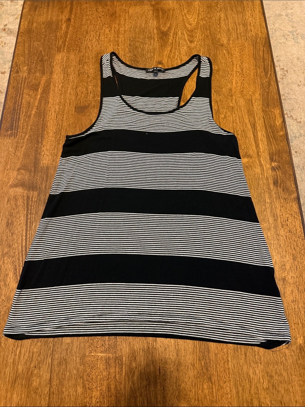 Cable & Gauge Black and White Striped Racerback Tank